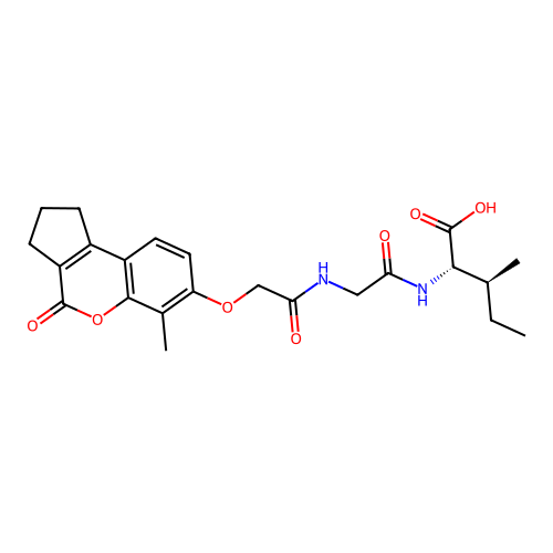 (2S,3S)-3-methyl-2-(2-(2-((6-methyl-4-oxo-1,2,3,4-tetrahydrocyclopenta[c]chromen-7-yl)oxy)acetamido)acetamido)pentanoic acid structure