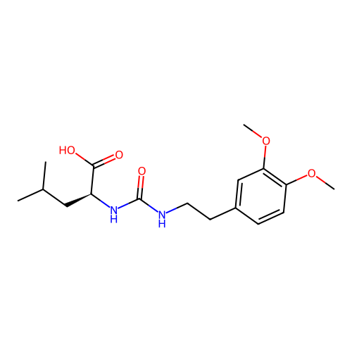 N-{[2-(3,4-dimethoxyphenyl)ethyl]carbamoyl}-L-leucine structure