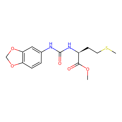 (S)-methyl 2-(3-(benzo[d][1,3]dioxol-5-yl)ureido)-4-(methylthio)butanoate structure