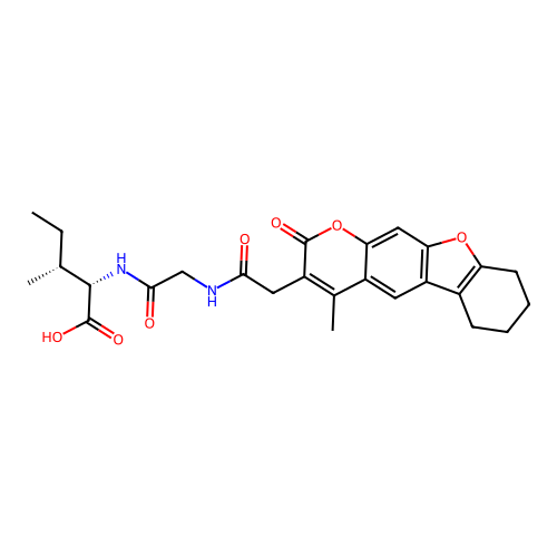 (2S,3R)-3-methyl-2-(2-(2-(4-methyl-2-oxo-6,7,8,9-tetrahydro-2H-benzofuro[3,2-g]chromen-3-yl)acetamido)acetamido)pentanoic acid structure
