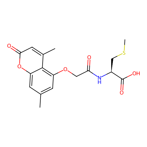 (R)-2-(2-((4,7-dimethyl-2-oxo-2H-chromen-5-yl)oxy)acetamido)-3-(methylthio)propanoic acid structure