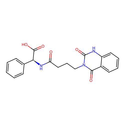 (S)-2-(4-(2,4-dioxo-1,2-dihydroquinazolin-3(4H)-yl)butanamido)-2-phenylacetic acid structure