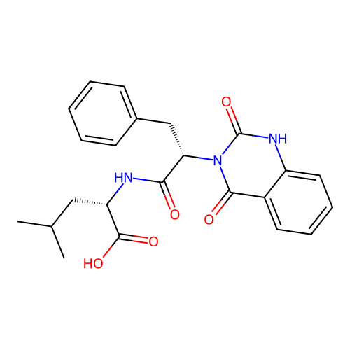 (S)-2-((S)-2-(2,4-dioxo-1,2-dihydroquinazolin-3(4H)-yl)-3-phenylpropanamido)-4-methylpentanoic acid structure