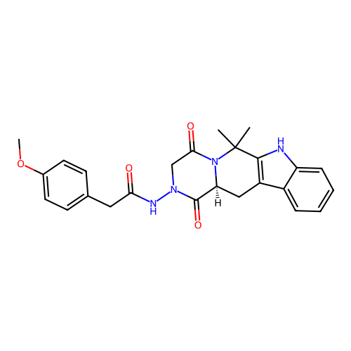 (S)-N-(6,6-dimethyl-1,4-dioxo-3,4,12,12a-tetrahydropyrazino[1',2':1,6]pyrido[3,4-b]indol-2(1H,6H,7H)-yl)-2-(4-methoxyphenyl)acetamide structure