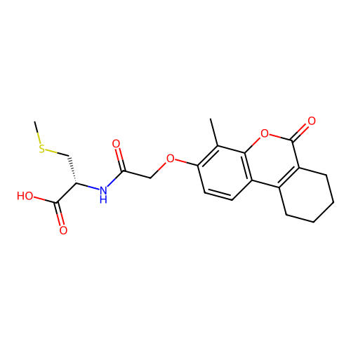 (R)-2-(2-((4-methyl-6-oxo-7,8,9,10-tetrahydro-6H-benzo[c]chromen-3-yl)oxy)acetamido)-3-(methylthio)propanoic acid structure