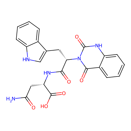 (S)-4-amino-2-((S)-2-(2,4-dioxo-1,2-dihydroquinazolin-3(4H)-yl)-3-(1H-indol-3-yl)propanamido)-4-oxobutanoic acid structure