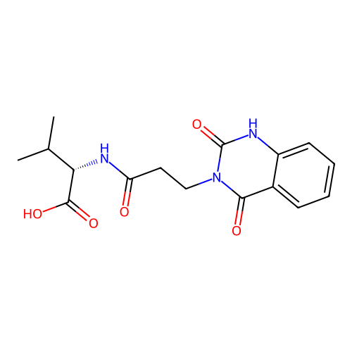 (S)-2-(3-(2,4-dioxo-1,2-dihydroquinazolin-3(4H)-yl)propanamido)-3-methylbutanoic acid structure
