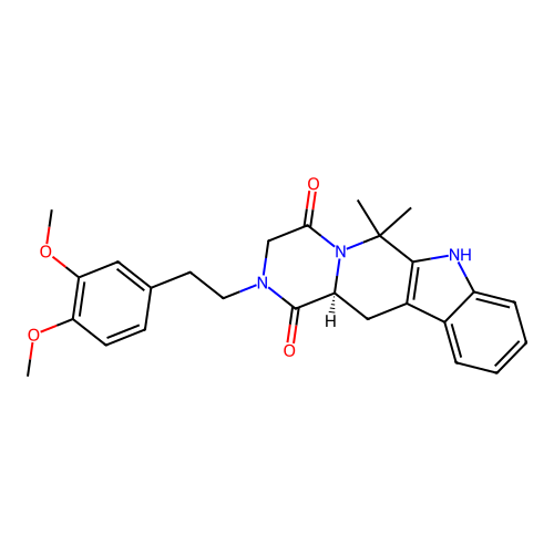 (12aS)-2-[2-(3,4-dimethoxyphenyl)ethyl]-6,6-dimethyl-2,3,6,7,12,12a-hexahydropyrazino[1',2':1,6]pyrido[3,4-b]indole-1,4-dione structure