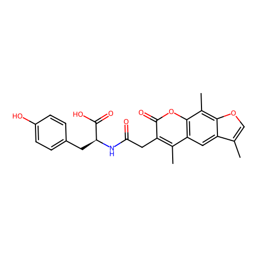(S)-3-(4-hydroxyphenyl)-2-(2-(3,5,9-trimethyl-7-oxo-7H-furo[3,2-g]chromen-6-yl)acetamido)propanoic acid structure