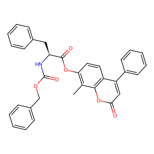 (S)-8-methyl-2-oxo-4-phenyl-2H-chromen-7-yl 2-(((benzyloxy)carbonyl)amino)-3-phenylpropanoate structure