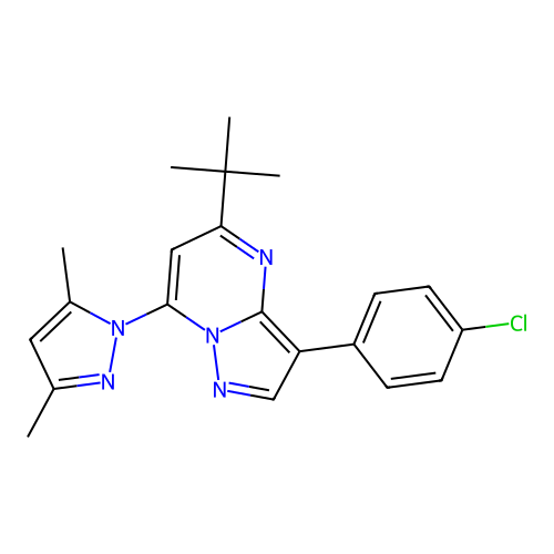 1-[5-tert-butyl-3-(4-chlorophenyl)pyrazolo[1,5-a]pyrimidin-7-yl]-3,5-dimethyl-1H-pyrazole structure