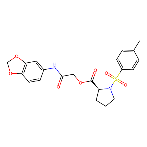 [2-(1,3-benzodioxol-5-ylamino)-2-oxoethyl] (2S)-1-(4-methylphenyl)sulfonylpyrrolidine-2-carboxylate structure