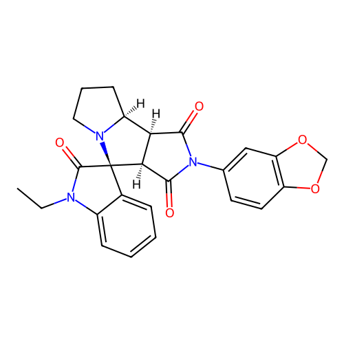 (3aR,4S,8aS,8bS)-2-(1,3-benzodioxol-5-yl)-1'-ethylspiro[3a,6,7,8,8a,8b-hexahydropyrrolo[3,4-a]pyrrolizine-4,3'-indole]-1,2',3-trione structure
