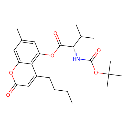 (S)-4-butyl-7-methyl-2-oxo-2H-chromen-5-yl 2-((tert-butoxycarbonyl)amino)-3-methylbutanoate structure