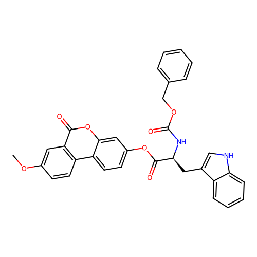 (S)-8-methoxy-6-oxo-6H-benzo[c]chromen-3-yl 2-(((benzyloxy)carbonyl)amino)-3-(1H-indol-3-yl)propanoate structure