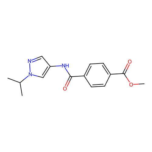 methyl 4-{N-[1-(methylethyl)pyrazol-4-yl]carbamoyl}benzoate structure