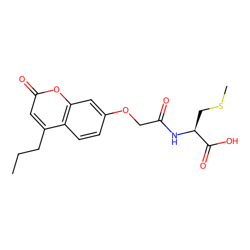 (R)-3-(methylthio)-2-(2-((2-oxo-4-propyl-2H-chromen-7-yl)oxy)acetamido)propanoic acid structure