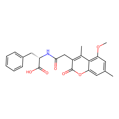 N-[(5-methoxy-4,7-dimethyl-2-oxo-2H-chromen-3-yl)acetyl]-L-phenylalanine structure
