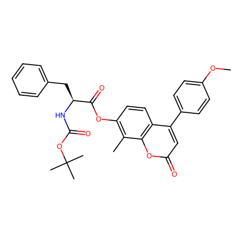 (S)-4-(4-methoxyphenyl)-8-methyl-2-oxo-2H-chromen-7-yl 2-((tert-butoxycarbonyl)amino)-3-phenylpropanoate structure