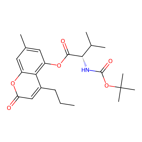 (S)-7-methyl-2-oxo-4-propyl-2H-chromen-5-yl 2-((tert-butoxycarbonyl)amino)-3-methylbutanoate structure