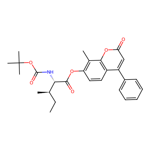 8-methyl-2-oxo-4-phenyl-2H-chromen-7-yl N-(tert-butoxycarbonyl)-L-isoleucinate structure