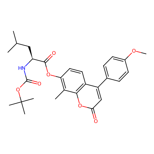 (S)-4-(4-methoxyphenyl)-8-methyl-2-oxo-2H-chromen-7-yl 2-((tert-butoxycarbonyl)amino)-4-methylpentanoate structure