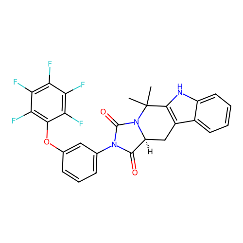 (11aS)-5,5-dimethyl-2-[3-(pentafluorophenoxy)phenyl]-5,6,11,11a-tetrahydro-1H-imidazo[1',5':1,6]pyrido[3,4-b]indole-1,3(2H)-dione structure