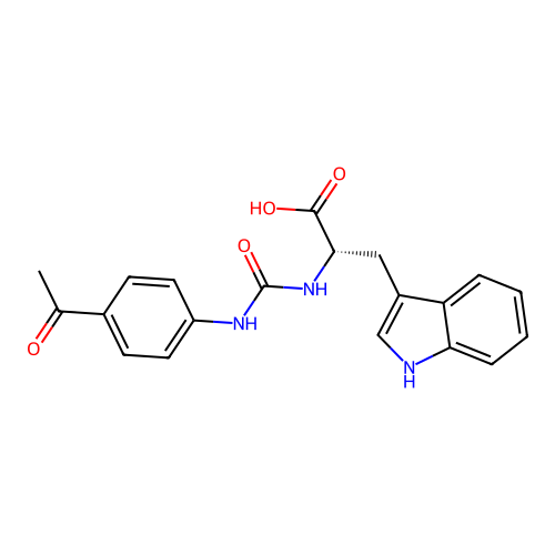 N-[(4-acetylphenyl)carbamoyl]-L-tryptophan structure