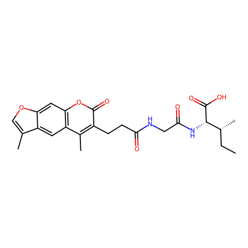 (2S,3R)-2-(2-(3-(3,5-dimethyl-7-oxo-7H-furo[3,2-g]chromen-6-yl)propanamido)acetamido)-3-methylpentanoic acid structure