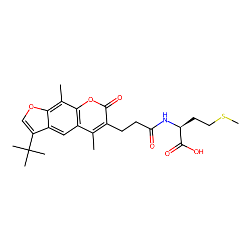 (S)-2-(3-(3-(tert-butyl)-5,9-dimethyl-7-oxo-7H-furo[3,2-g]chromen-6-yl)propanamido)-4-(methylthio)butanoic acid structure