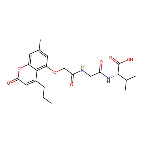 (S)-3-methyl-2-(2-(2-((7-methyl-2-oxo-4-propyl-2H-chromen-5-yl)oxy)acetamido)acetamido)butanoic acid structure