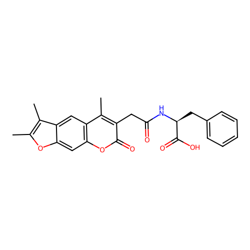 N-[(2,3,5-trimethyl-7-oxo-7H-furo[3,2-g]chromen-6-yl)acetyl]-L-phenylalanine structure