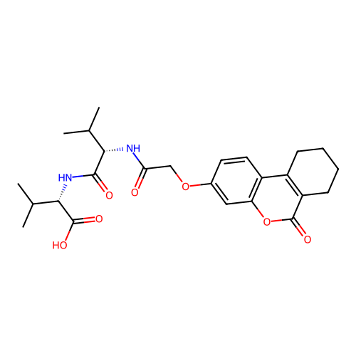 (S)-3-methyl-2-((S)-3-methyl-2-(2-((6-oxo-7,8,9,10-tetrahydro-6H-benzo[c]chromen-3-yl)oxy)acetamido)butanamido)butanoic acid structure