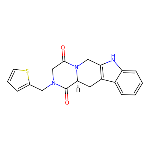 (12aS)-2-(thiophen-2-ylmethyl)-2,3,6,7,12,12a-hexahydropyrazino[1',2':1,6]pyrido[3,4-b]indole-1,4-dione structure