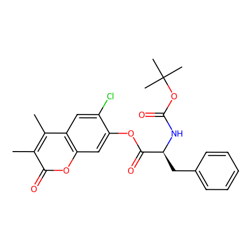 (S)-6-chloro-3,4-dimethyl-2-oxo-2H-chromen-7-yl 2-((tert-butoxycarbonyl)amino)-3-phenylpropanoate structure