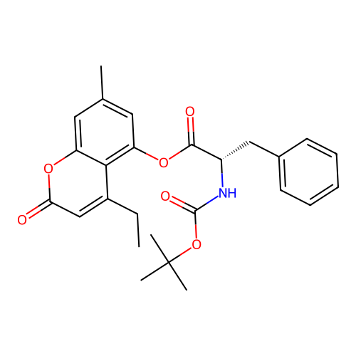 (S)-4-ethyl-7-methyl-2-oxo-2H-chromen-5-yl 2-((tert-butoxycarbonyl)amino)-3-phenylpropanoate structure
