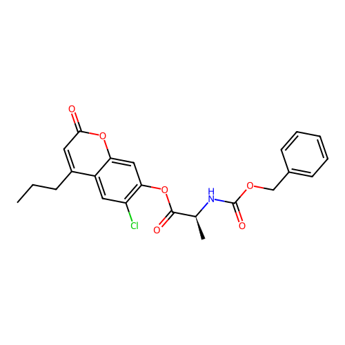 (S)-6-chloro-2-oxo-4-propyl-2H-chromen-7-yl 2-(((benzyloxy)carbonyl)amino)propanoate structure