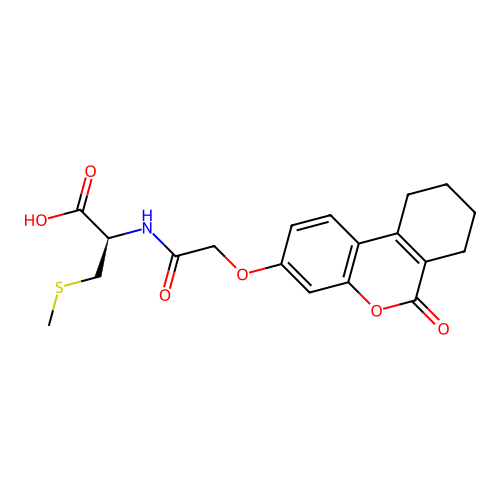 (R)-3-(methylthio)-2-(2-((6-oxo-7,8,9,10-tetrahydro-6H-benzo[c]chromen-3-yl)oxy)acetamido)propanoic acid structure