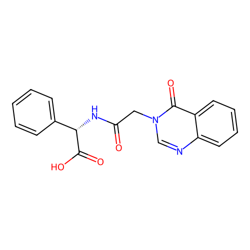(2S)-{[(4-oxoquinazolin-3(4H)-yl)acetyl]amino}(phenyl)ethanoic acid structure