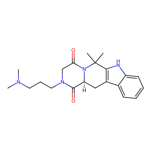 (12aS)-2-[3-(dimethylamino)propyl]-6,6-dimethyl-2,3,6,7,12,12a-hexahydropyrazino[1',2':1,6]pyrido[3,4-b]indole-1,4-dione structure