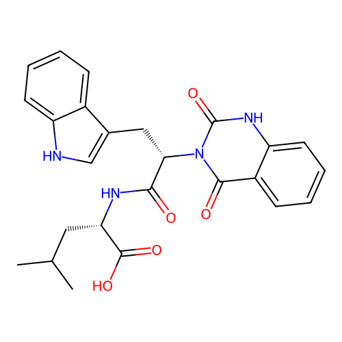 N-[(2S)-2-(2-hydroxy-4-oxoquinazolin-3(4H)-yl)-3-(1H-indol-3-yl)propanoyl]-L-leucine structure