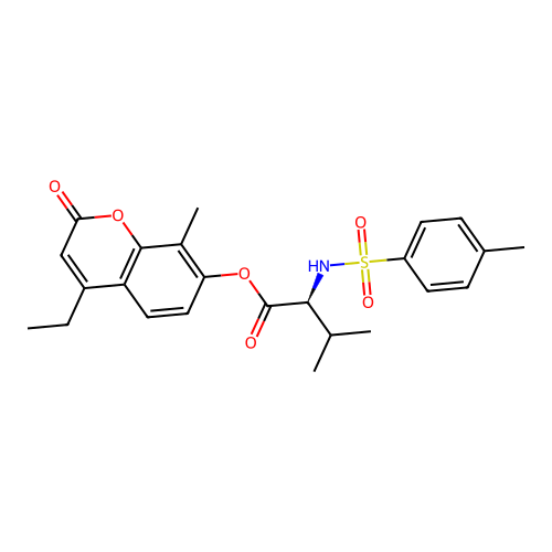 (S)-4-ethyl-8-methyl-2-oxo-2H-chromen-7-yl 3-methyl-2-(4-methylphenylsulfonamido)butanoate structure