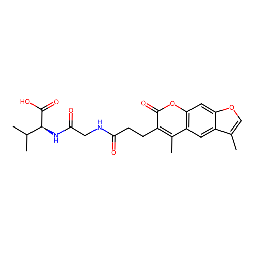 (2S)-2-[[2-[3-(3,5-dimethyl-7-oxofuro[3,2-g]chromen-6-yl)propanoylamino]acetyl]amino]-3-methylbutanoic acid structure