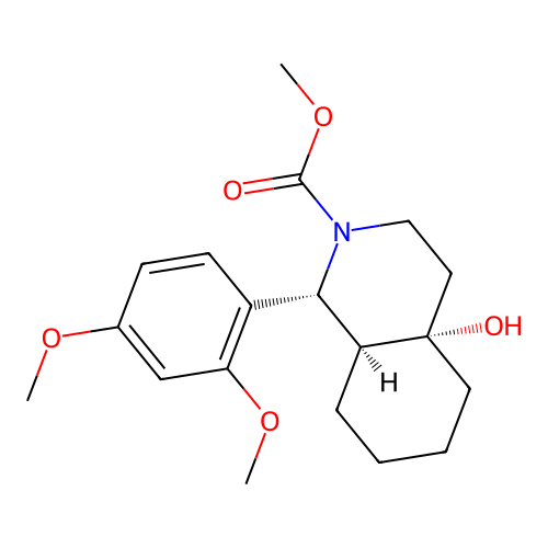 methyl (1R,4aS,8aS)-1-(2,4-dimethoxyphenyl)-4a-hydroxy-1,3,4,5,6,7,8,8a-octahydroisoquinoline-2-carboxylate structure