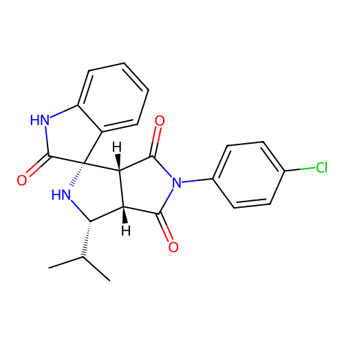 (1'S,3'S,3a'S,6a'R)-5'-(4-chlorophenyl)-3'-isopropyl-3',3a'-dihydro-2'H-spiro[indoline-3,1'-pyrrolo[3,4-c]pyrrole]-2,4',6'(5'H,6a'H)-trione structure