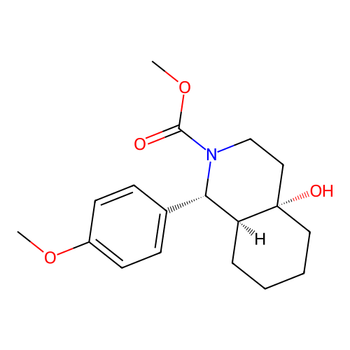 methyl (1R,4aS,8aS)-4a-hydroxy-1-(4-methoxyphenyl)-1,3,4,5,6,7,8,8a-octahydroisoquinoline-2-carboxylate structure