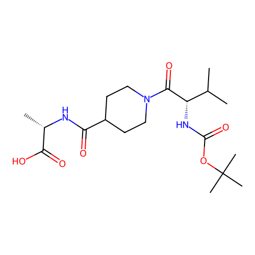 N-({1-[N-(tert-butoxycarbonyl)-L-valyl]piperidin-4-yl}carbonyl)-L-alanine structure