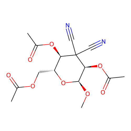 [(2R,3S,5R,6S)-3,5-diacetyloxy-4,4-dicyano-6-methoxyoxan-2-yl]methyl acetate structure