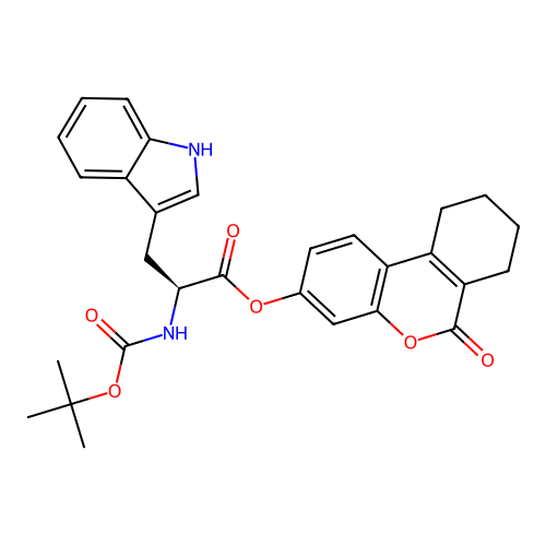 (S)-6-oxo-7,8,9,10-tetrahydro-6H-benzo[c]chromen-3-yl 2-((tert-butoxycarbonyl)amino)-3-(1H-indol-3-yl)propanoate structure