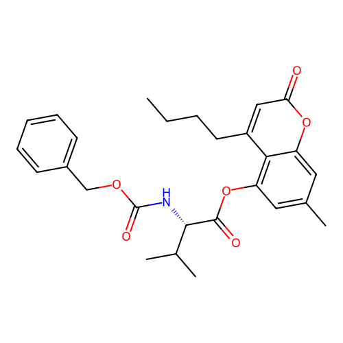 (S)-4-butyl-7-methyl-2-oxo-2H-chromen-5-yl 2-(((benzyloxy)carbonyl)amino)-3-methylbutanoate structure